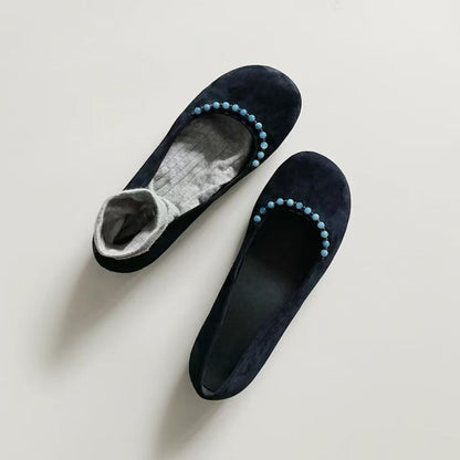 Damen Ballerinas mit Pom-Pom Detail Moderne Frauen Schuhe