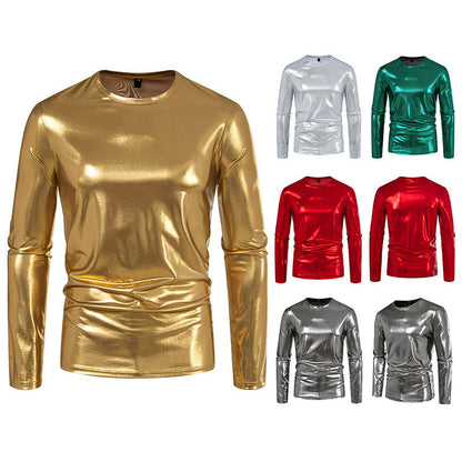 Herren Langarmshirt Glänzend Reflektierend Modern