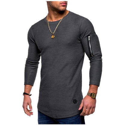 Herren Langarmshirt Modern mit Reißverschluss Armtasche