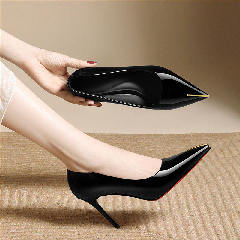 Damen High Heels Spitze Glänzend Elegant Schuhe