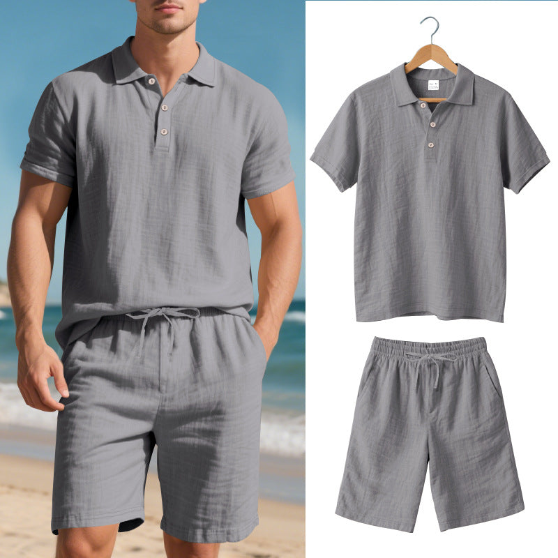 Herren Poloshirt Shorts Set Leger Sommer