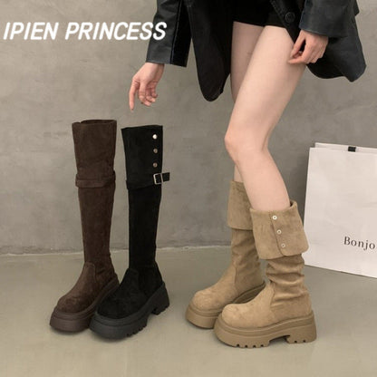 Damen Overknee Stiefel Elegante Schnürung Hochwertig - BerlinGlamour