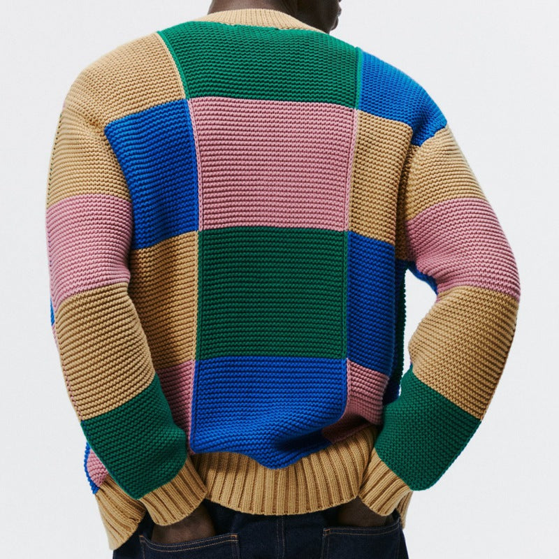 Herren Strickcardigan Gestreift Bunt Modern
