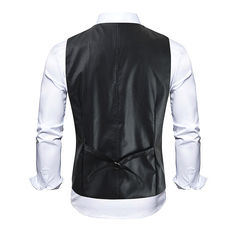 Elegante Herren Lederweste Schwarz Modern