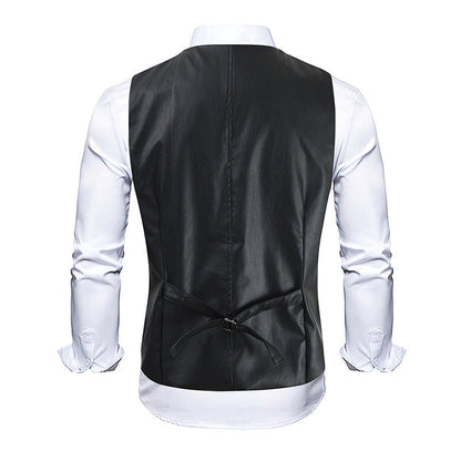 Elegante Herren Lederweste Schwarz Modern