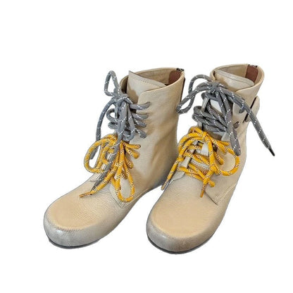 Damen Stiefel Schnürboots Mit Zierkordeln Modern