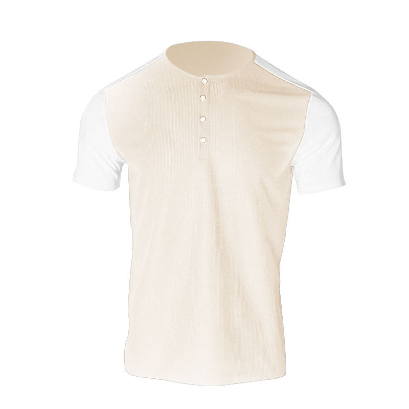 Herren Hemd Kurzarm Modisch Henley Kragen