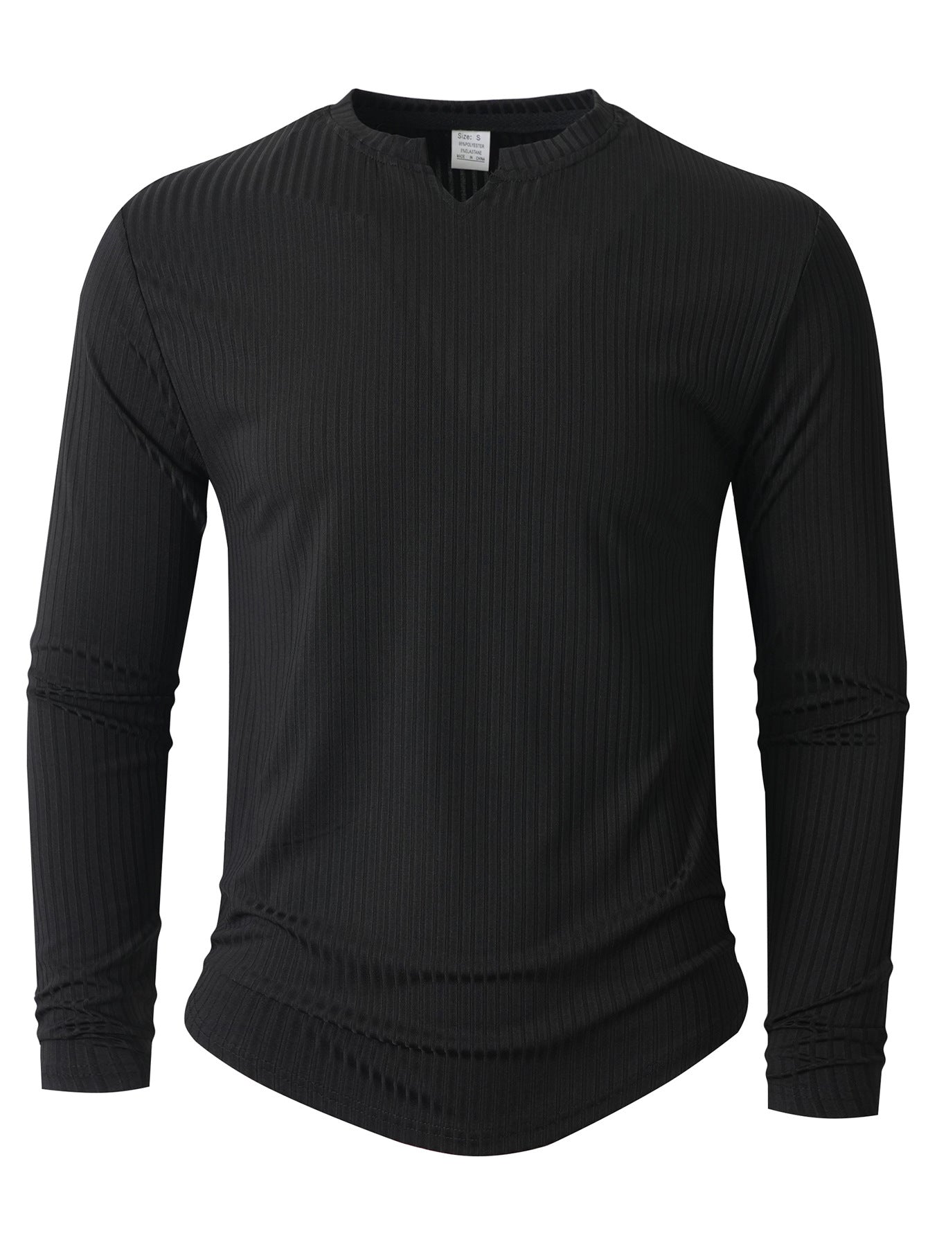 Herren Langarmshirt Rippstruktur Modern Glamour Style
