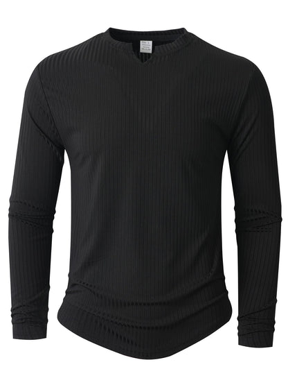 Herren Langarmshirt Rippstruktur Modern Glamour Style
