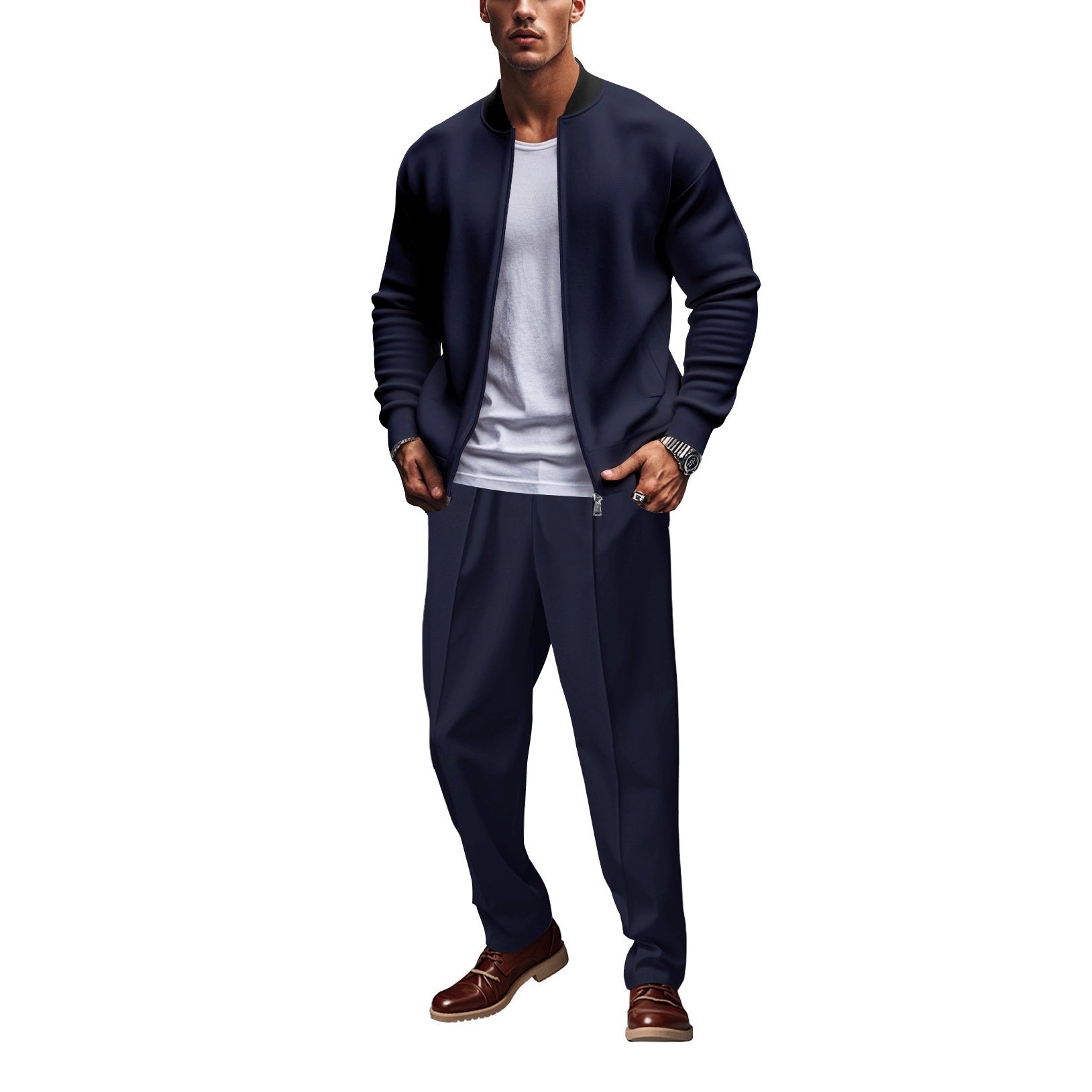 Herren Jogginganzug Lässig Bomberjacke Hose Set Sportlich - BerlinGlamour