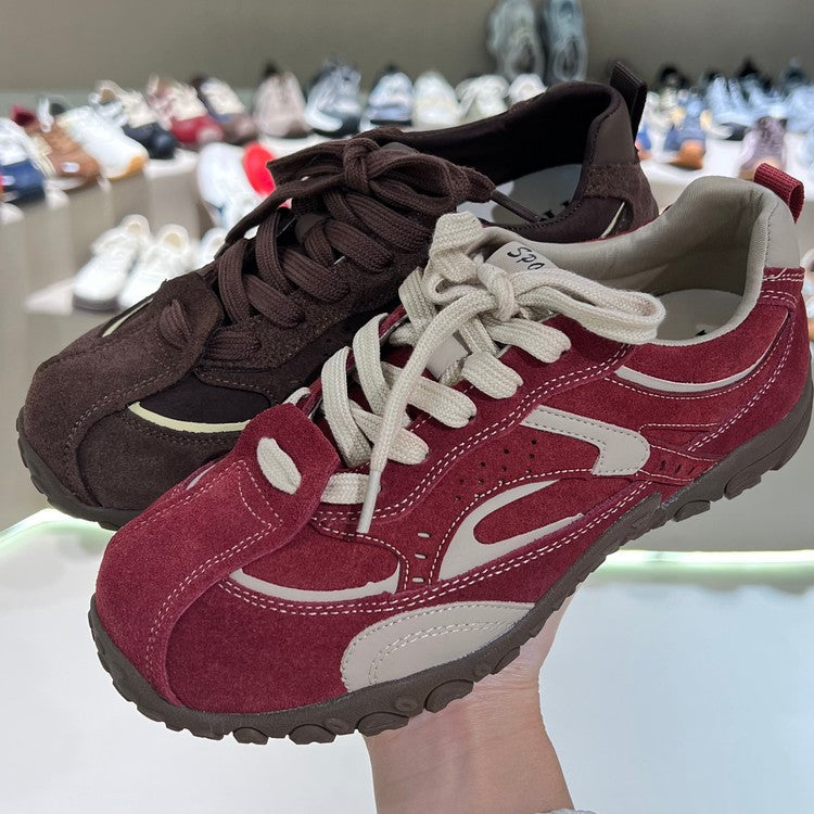 Damen Sneaker Sportlich Wildleder Mesh Atmungsaktiv