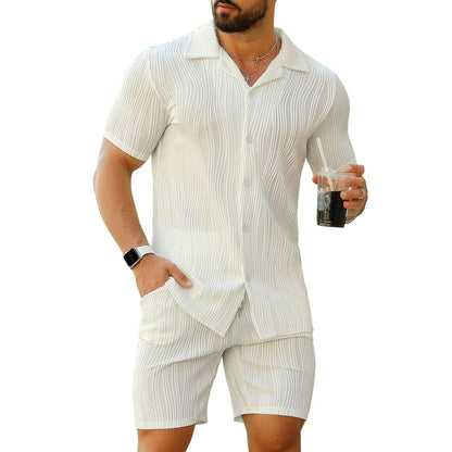 Herren Shorts-Set Elegant mit Strukturdetails Sommer