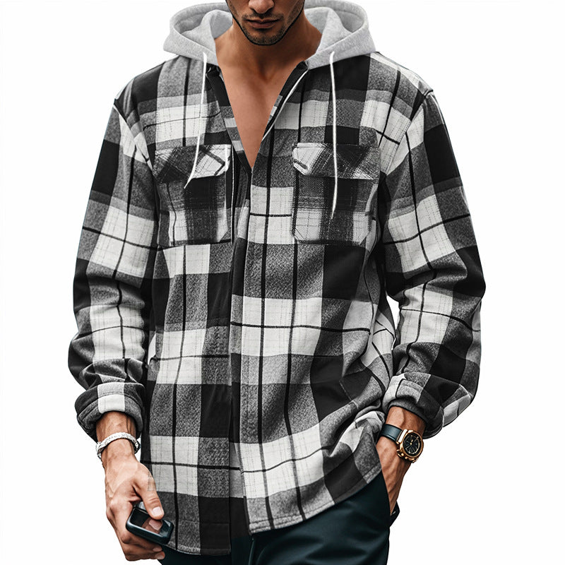 Herren Flanelljacke Kapuze Brusttaschen Warm - BerlinGlamour