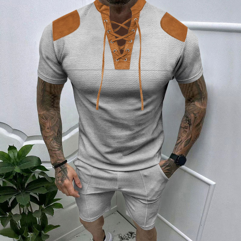 Herren Kurzarmshirt Modern Schnürdesign Berlin Style