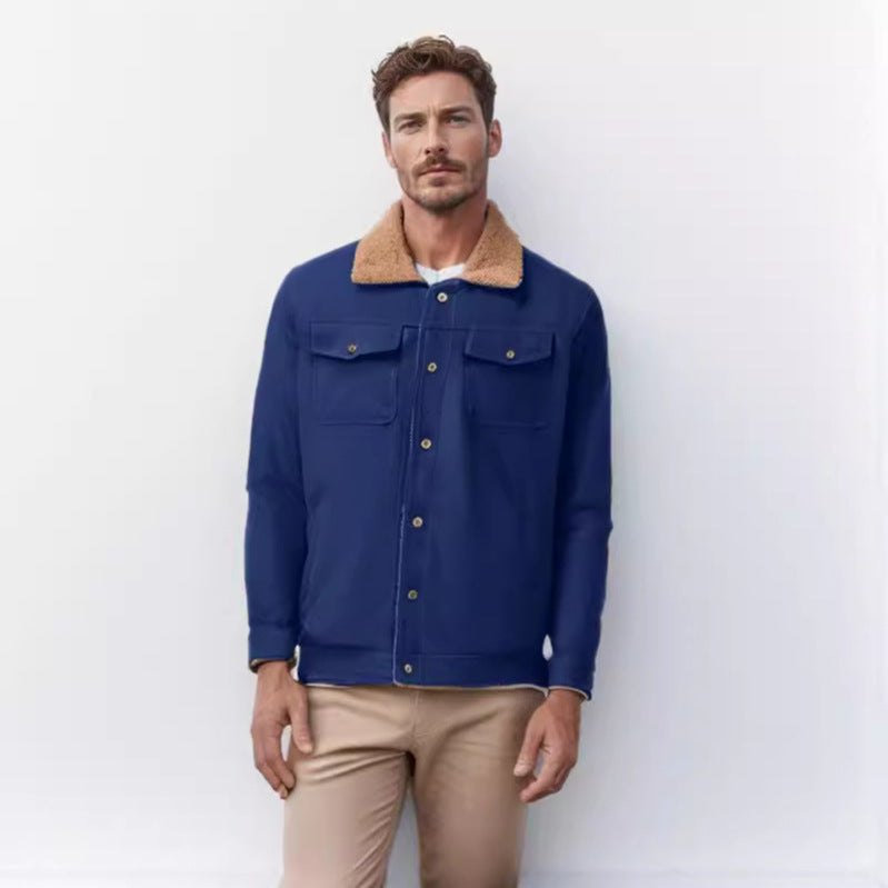 Herren Winterjacke Schick Mit Kunstfell Kragen