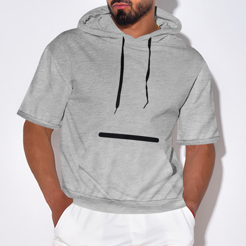 Herren Hoodie Kurzarm atmungsaktiv mit Kängurutasche Sportlich