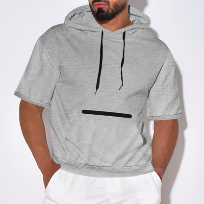 Herren Hoodie Kurzarm atmungsaktiv mit Kängurutasche Sportlich