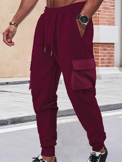 Herren Jogginghose Cargo-Style mit Taschen und Waffelmuster