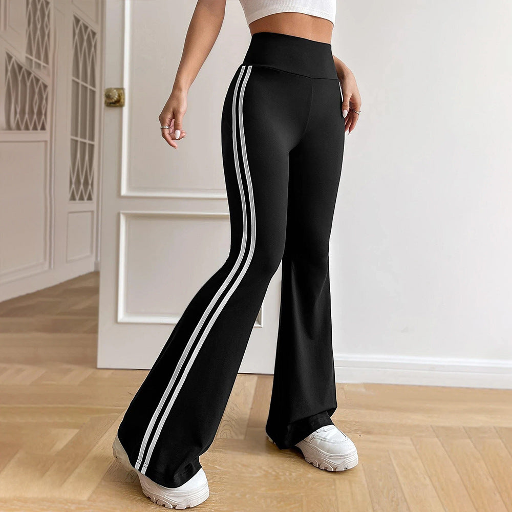 Damen Sportleggings Hoch tailliert mit Seitlichen Streifen - BerlinGlamour