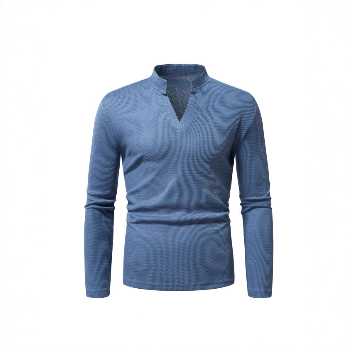Herren Langarmshirt Stehkragen Modern Strukturiert