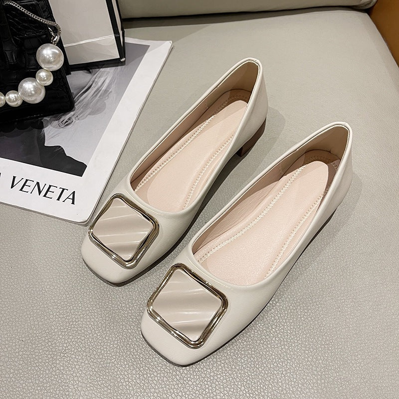 Damen Ballerinas Elegante Schuhe mit Quadrat Detail Modern