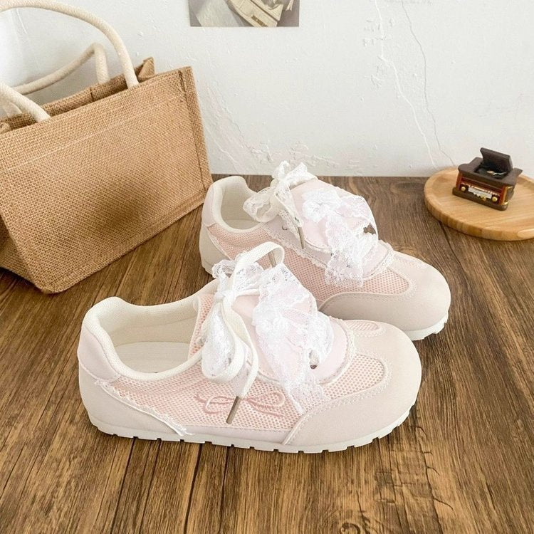 Damen Sneaker Spitze Atmungsaktiv Weiß Mode - BerlinGlamour