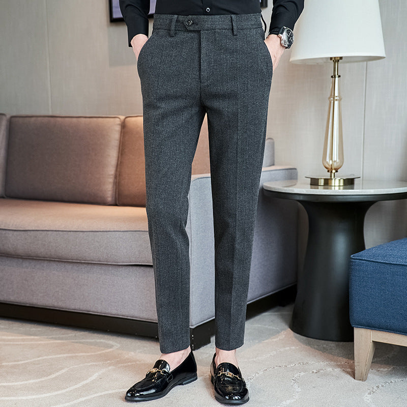 Herren Anzughose Slim Fit Schmal Schwarze Hose