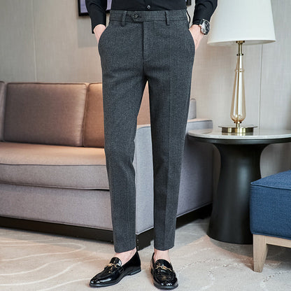 Herren Anzughose Slim Fit Schmal Schwarze Hose