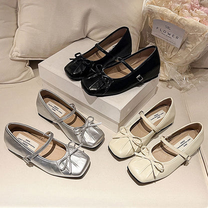 Damen Ballerinas Elegante Schleife Schnürsenkel Modisch