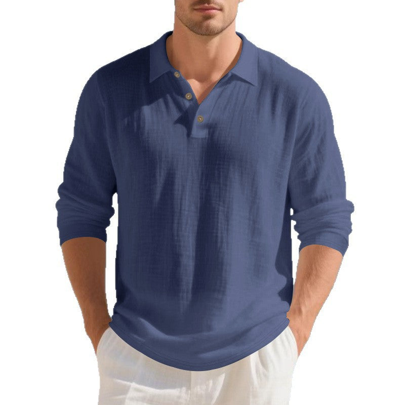 Herren Poloshirt Langarm Modisch Eleganter Kragen