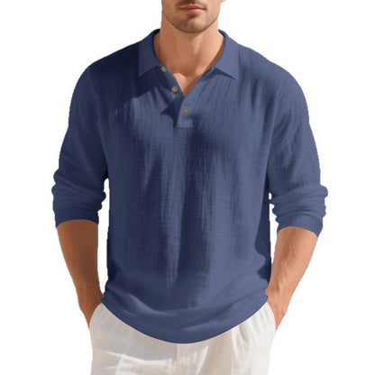 Herren Poloshirt Langarm Modisch Eleganter Kragen