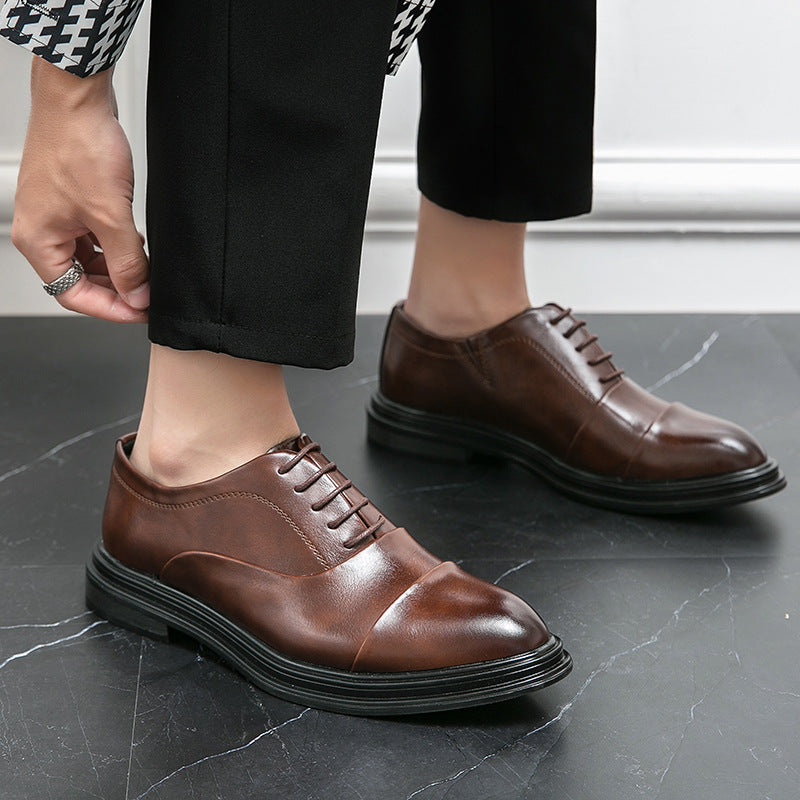 Elegante Damen Schnürschuhe Leder Schwarz Höhe Schuhe