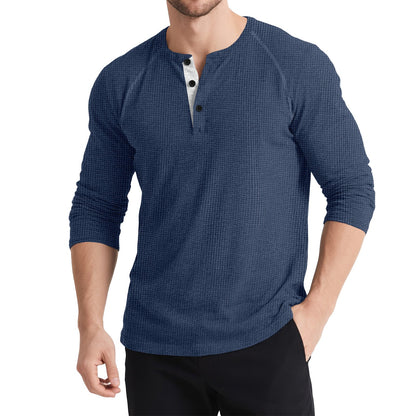 Herren Langarmshirt Knopfleiste Strukturiert Modern Berlin