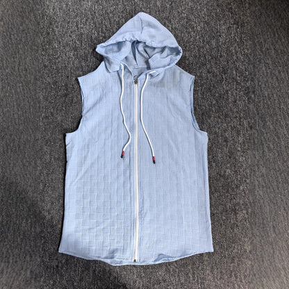 Herren Hoodie Ärmellos Bequem Zip Up Sportlich