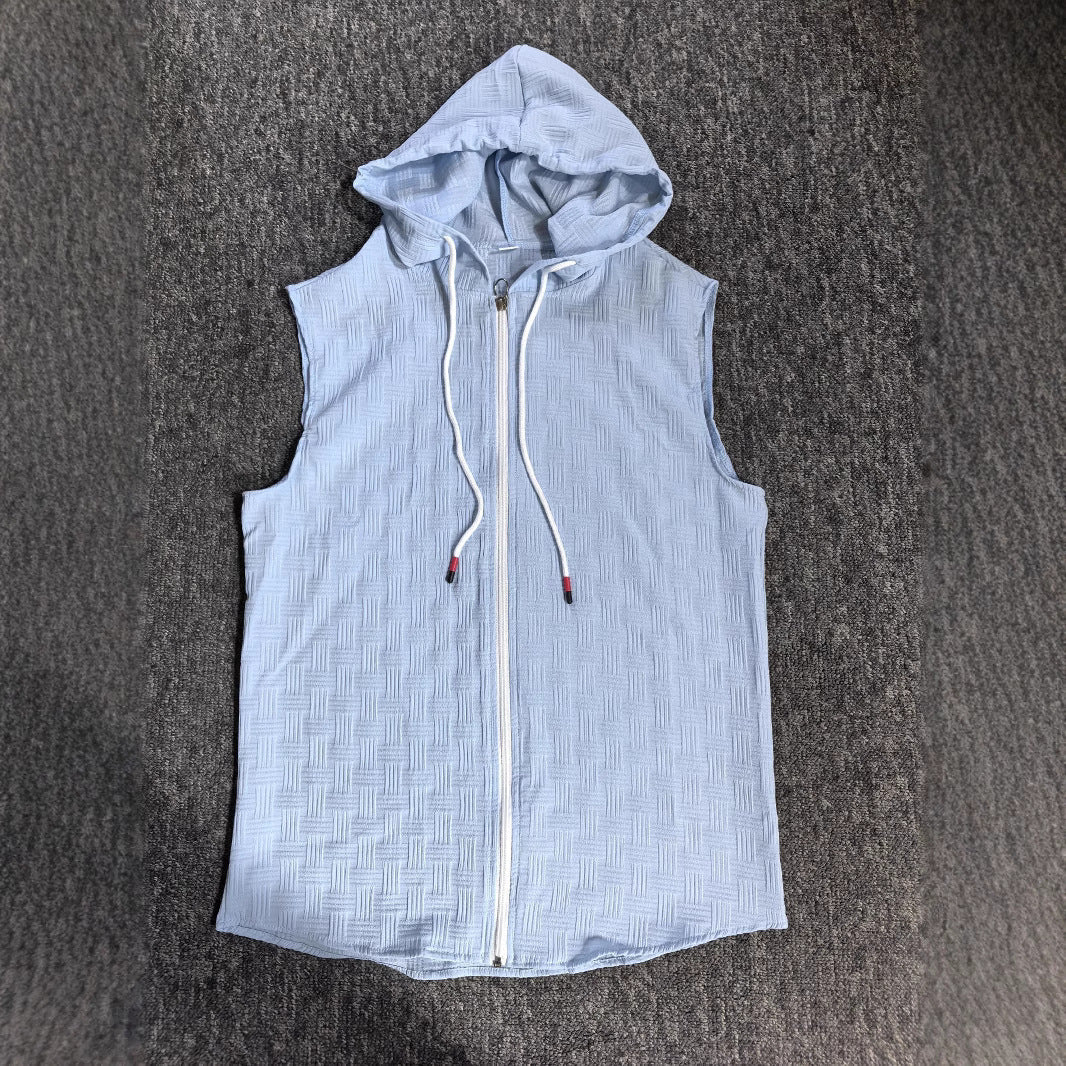 Herren Zip-Hoodie Ärmellos Sportlich Modern