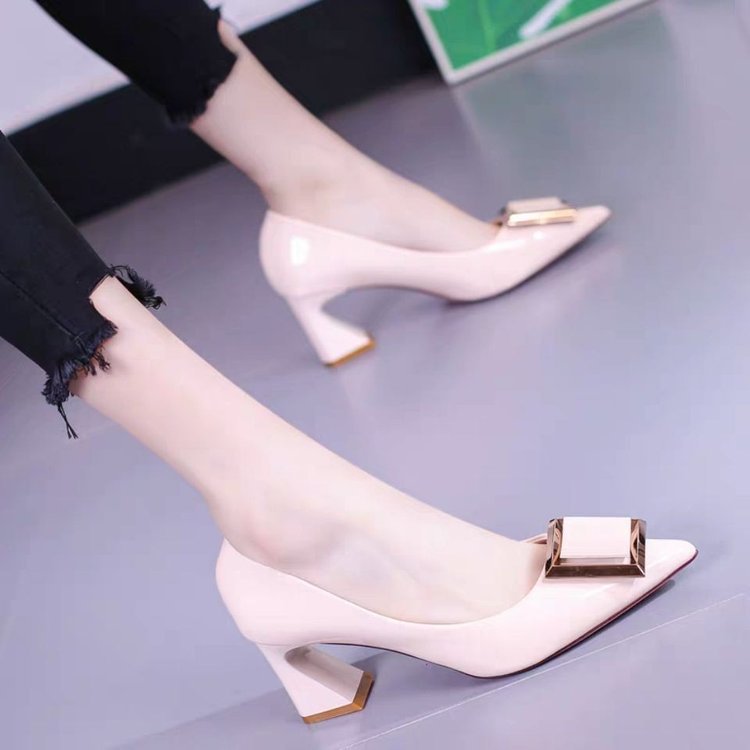 Damen Pumps Hochhackig Elegante Quadratverschluss Schuhe