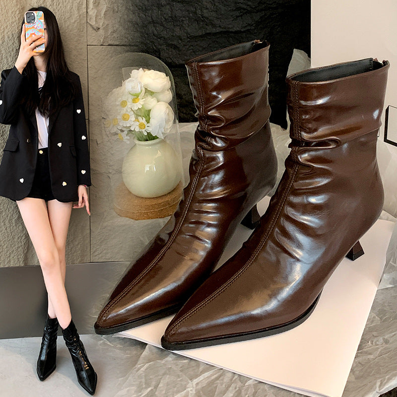 Damen Stiefeletten Elegante Spitze Lässig Schlüpfer