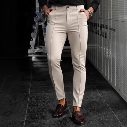 Herren Anzughose Slim Fit Stretch Elegant Schwarz