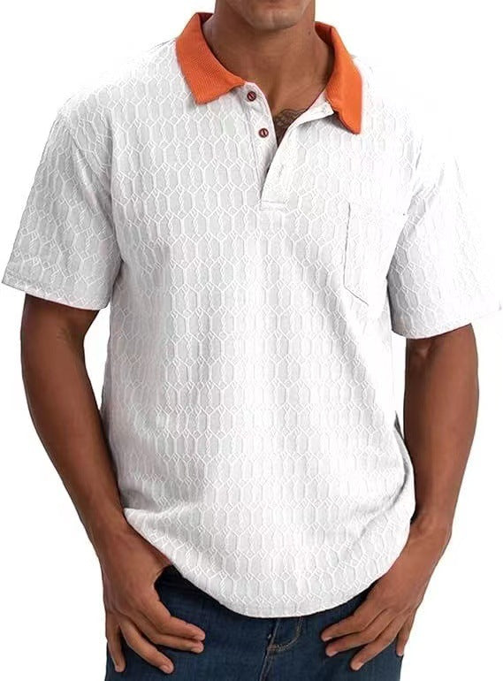 Herren Poloshirt Strukturiert Kontrastkragen Modern