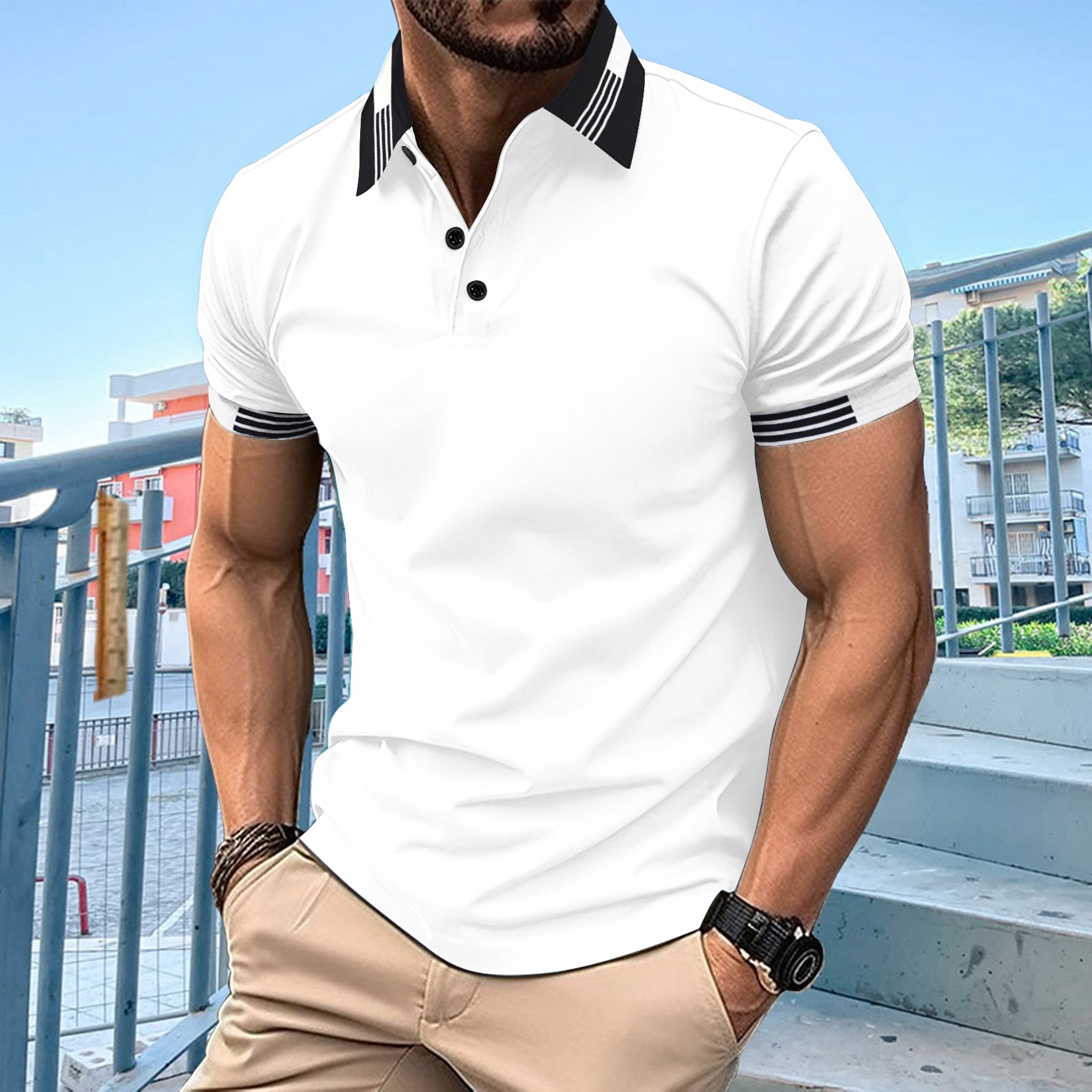 Herren Polohemd Kurzarm Modern Kontrastbesatz - BerlinGlamour
