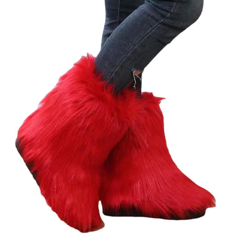 Damen Winterstiefel Warm mit Kunstfell-Futter Rutschfest