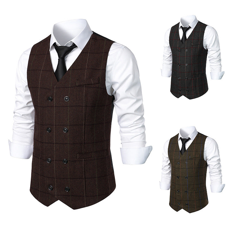 Herren elegante Karoweste mit doppelter Knopfleiste und klassischem Karo-Muster BerlinGlamour - BerlinGlamour