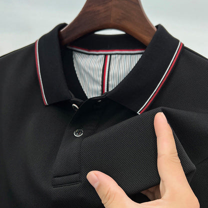Herren Poloshirt Atmungsaktiv Piqué Elegante Kontrastdetails