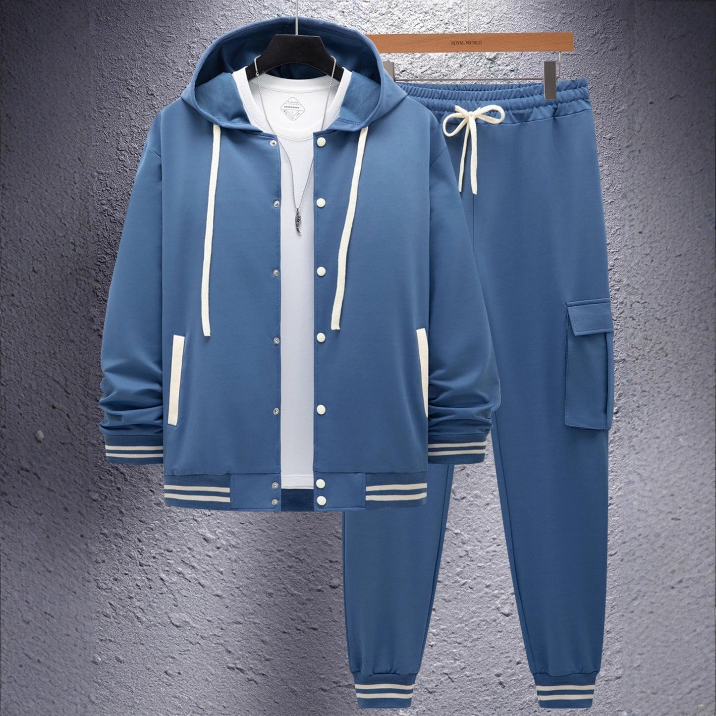 Herren Sportset Hoodie Jogginghose mit Taschen Passform