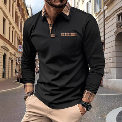Herren Poloshirt Modern Kontrastkragen Trendy Style