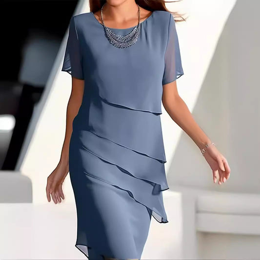 Elegantes Damen Wickelkleid mit Schichten Schwarz - BerlinGlamour