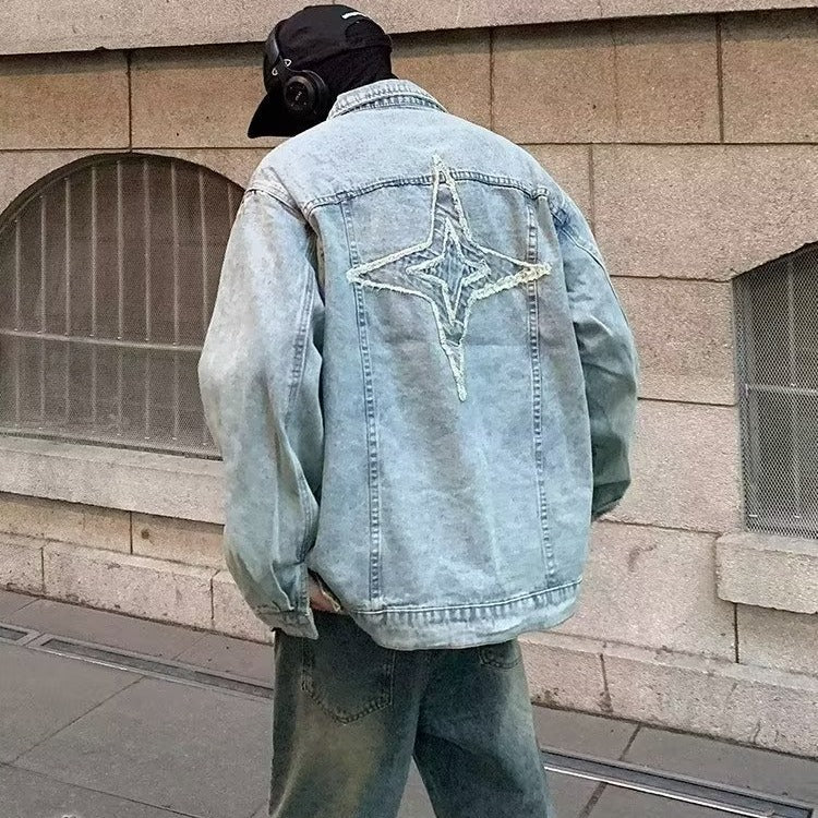 Herren Denimjacke Lässig Mit Kreativen Details Modern