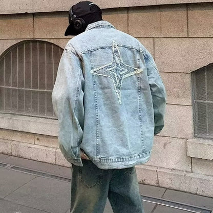 Herren Denimjacke Lässig Mit Kreativen Details Modern