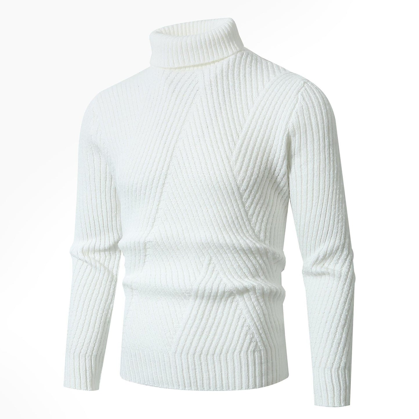 Herren Pullover Grobstrick Stehkragen Struktur Muster