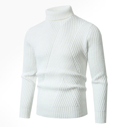Herren Pullover Grobstrick Stehkragen Struktur Muster
